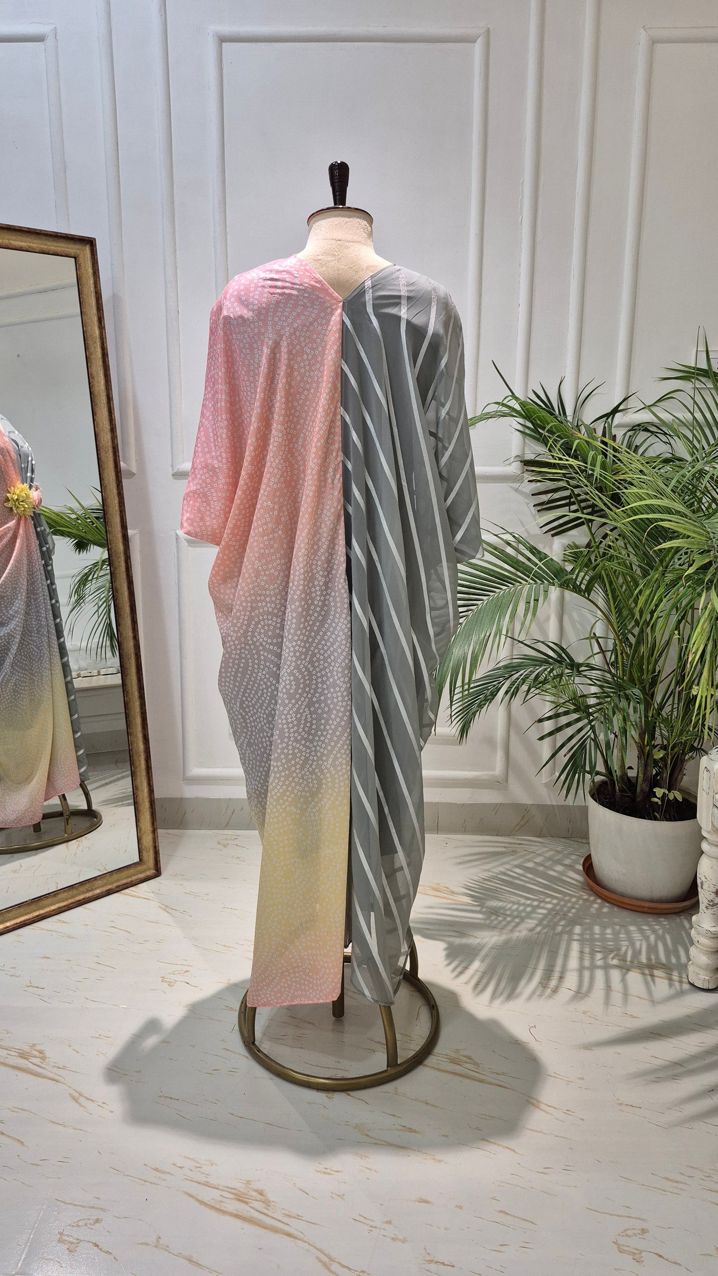 Caftan bleu à imprimé floral - RW01098