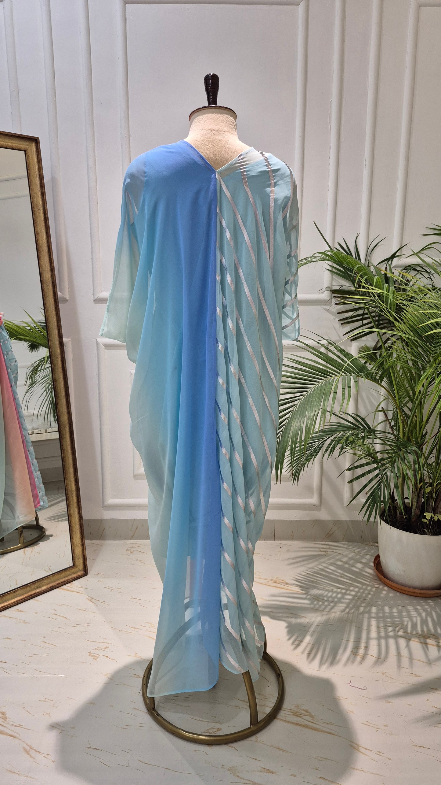 Caftan bleu à imprimé floral - RW01098