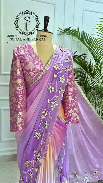 Lusty Lavender & Apricot Ombre Drape - SA01740
