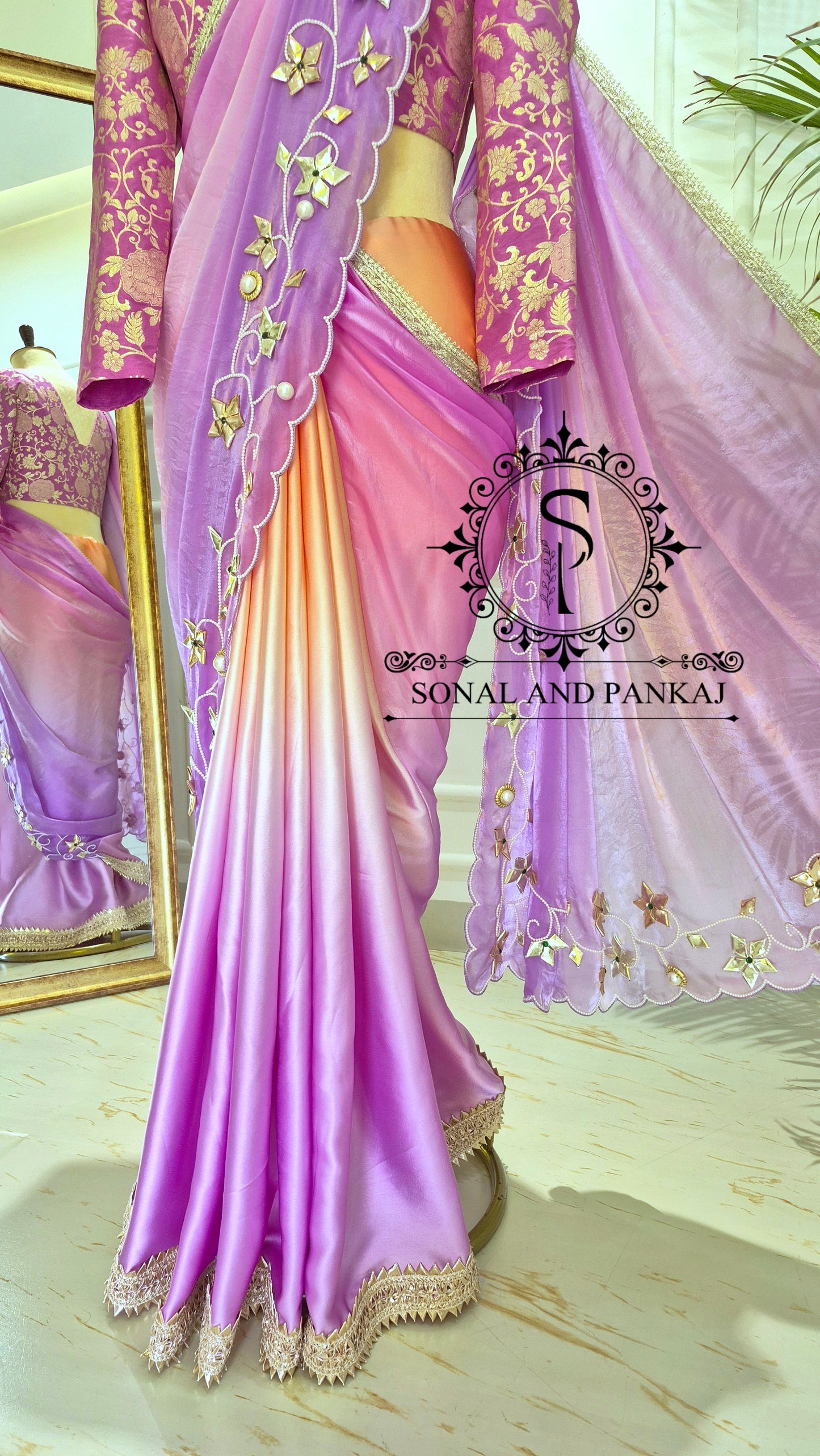 Lusty Lavender & Apricot Ombre Drape - SA01740