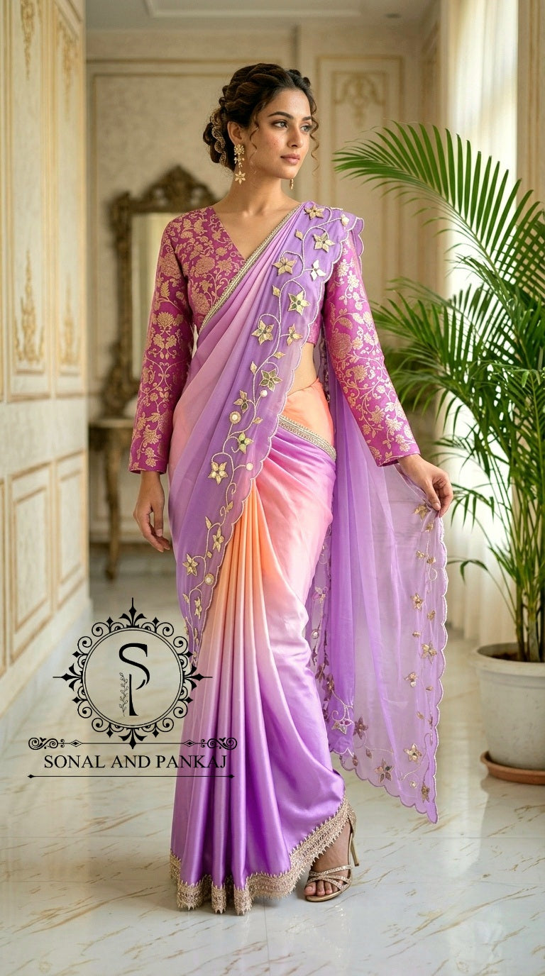 Lusty Lavender & Apricot Ombre Drape - SA01740