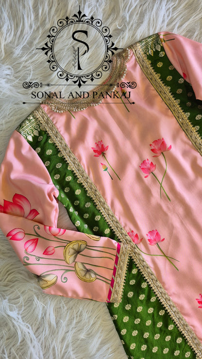 The Peach Pichwai Vrindavan Suit - SU01762