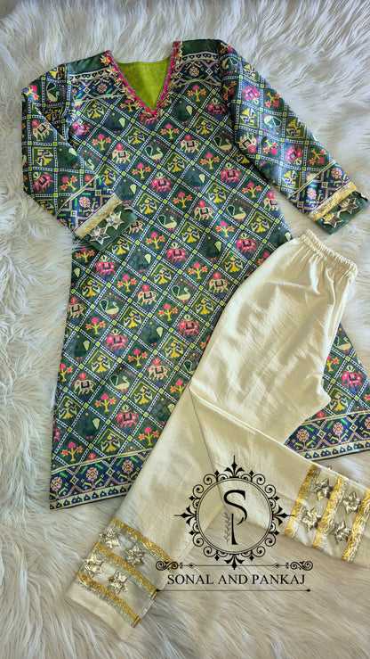 Patola Kudi - Kurti & Pants - SU01764(Sage Green)