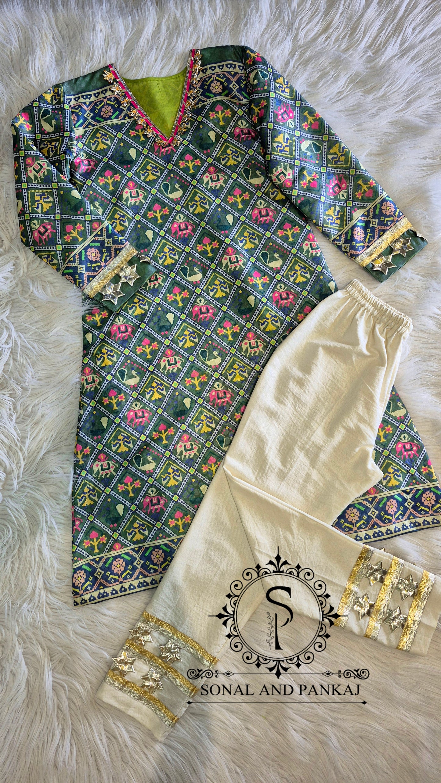 Patola Kudi - Kurti & Pants - SU01764(Sage Green)