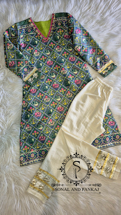 Patola Kudi - Kurti & Pants - SU01764(Sage Green)