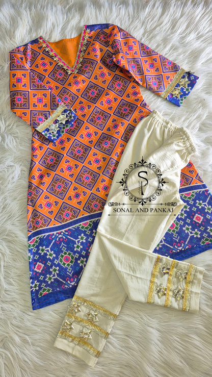 Patola Kudi - Kurti & Pants On Sale - SU01766(Orange)