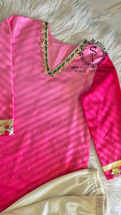 Ombre Pink Kurti & Pants On Sale - SU01767