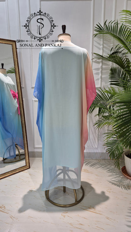 Rangrez - The Designer Ombre Kaftan - RW01768(Sky Blue)