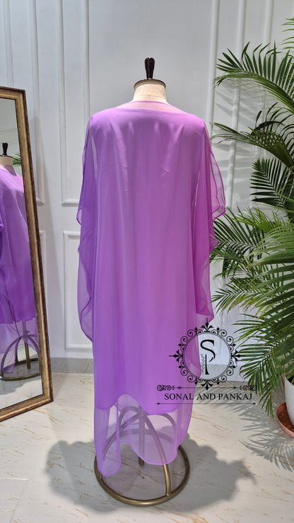 Caftan bleu à imprimé floral - RW01098