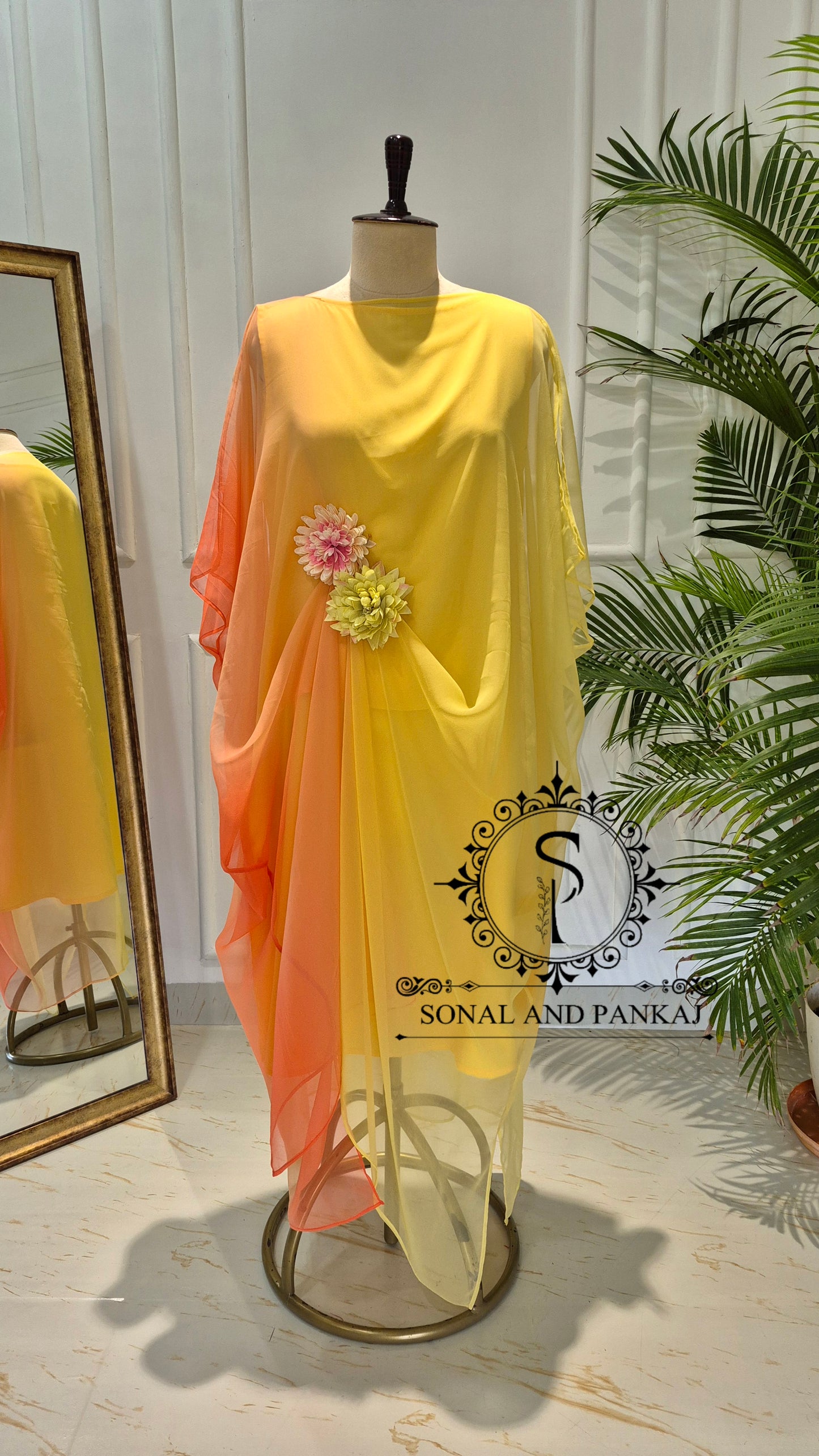 Rangrez - The Designer Ombre Kaftan - RW01769(Yellow)