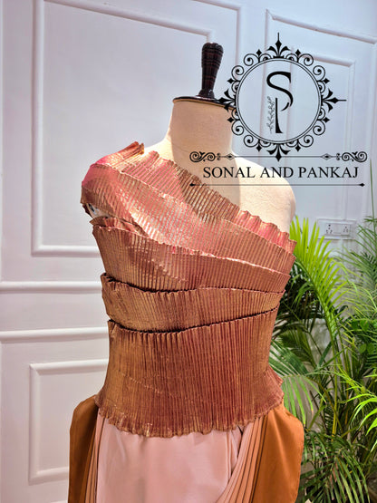 Desi Girl Vibe - Toasted Caramel Stretchable Top Only - BL01827 (Without Saree)