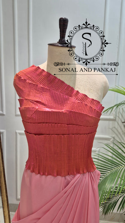 Desi Girl Vibe - Shades Of Flamingo Stretchable Top Only - BL01826 (Without Saree)