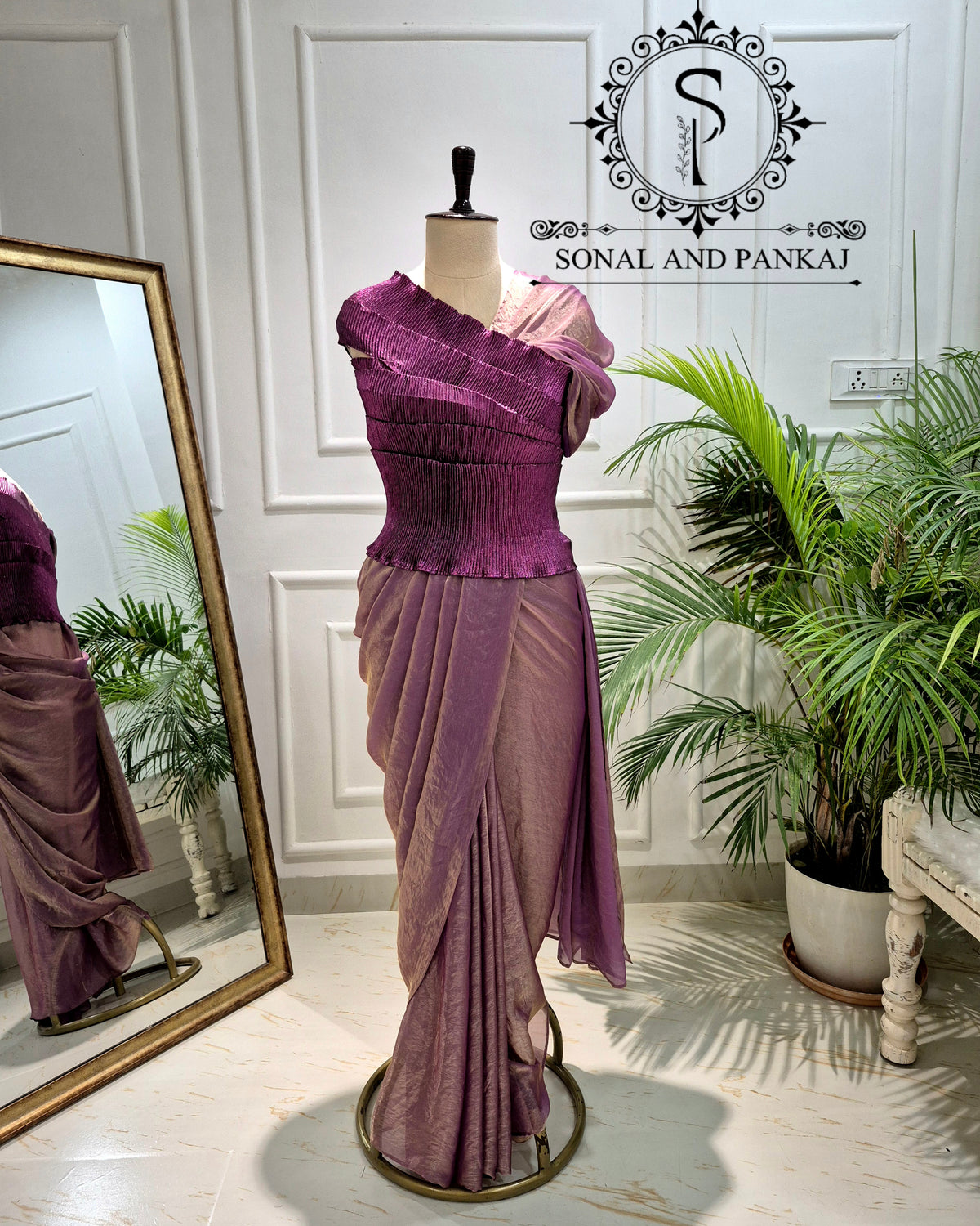 Desi Girl Vibe - Imperial Plum Pre-Pleated Saree - SA01820