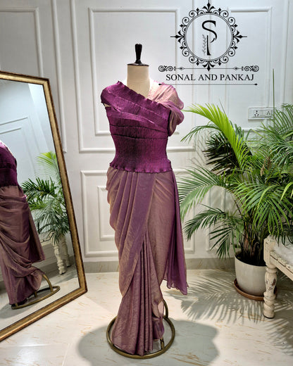 Desi Girl Vibe - Imperial Plum Pre-Pleated Saree - SA01820