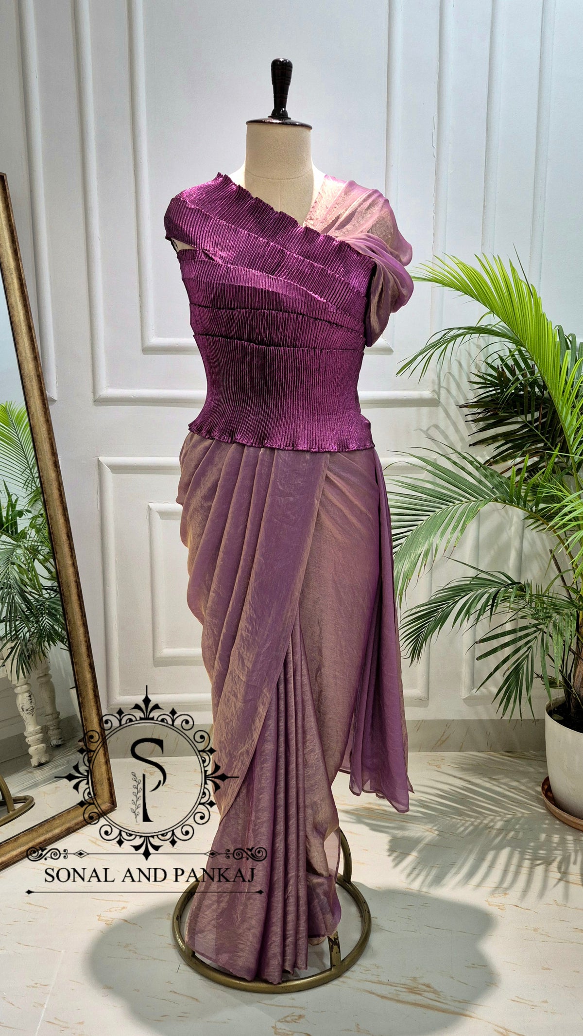 Desi Girl Vibe - Imperial Plum Pre-Pleated Saree - SA01820
