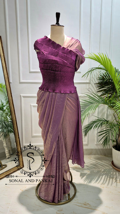 Desi Girl Vibe - Imperial Plum Pre-Pleated Saree - SA01820