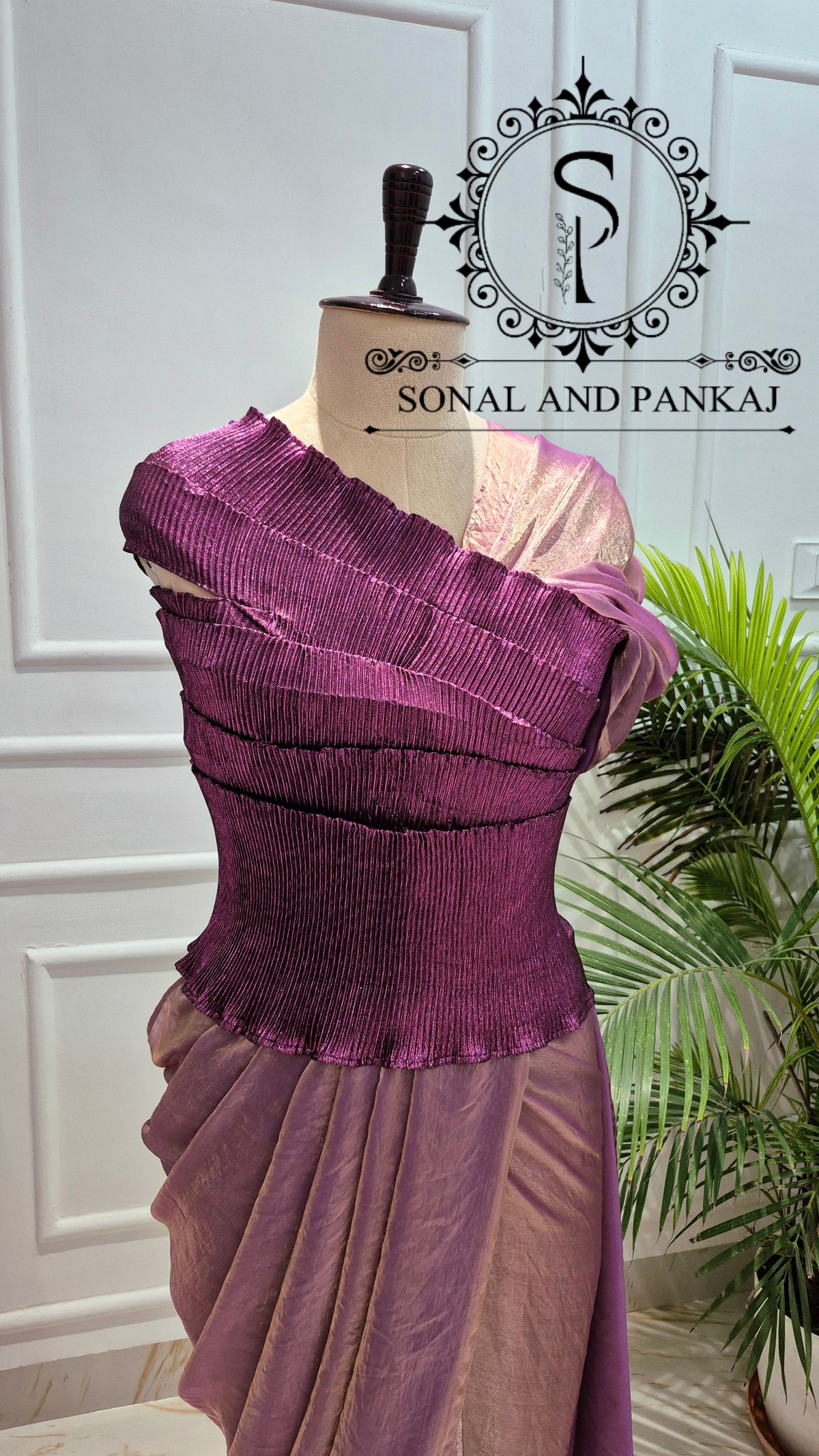 Desi Girl Vibe - Imperial Plum Pre-Pleated Saree - SA01820