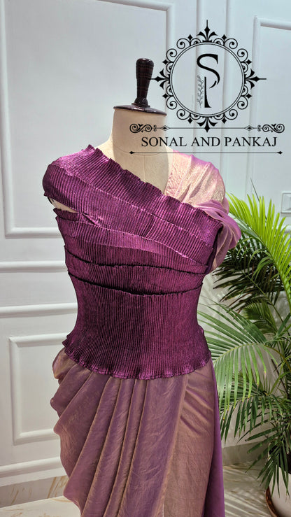 Desi Girl Vibe - Imperial Plum Pre-Pleated Saree - SA01820