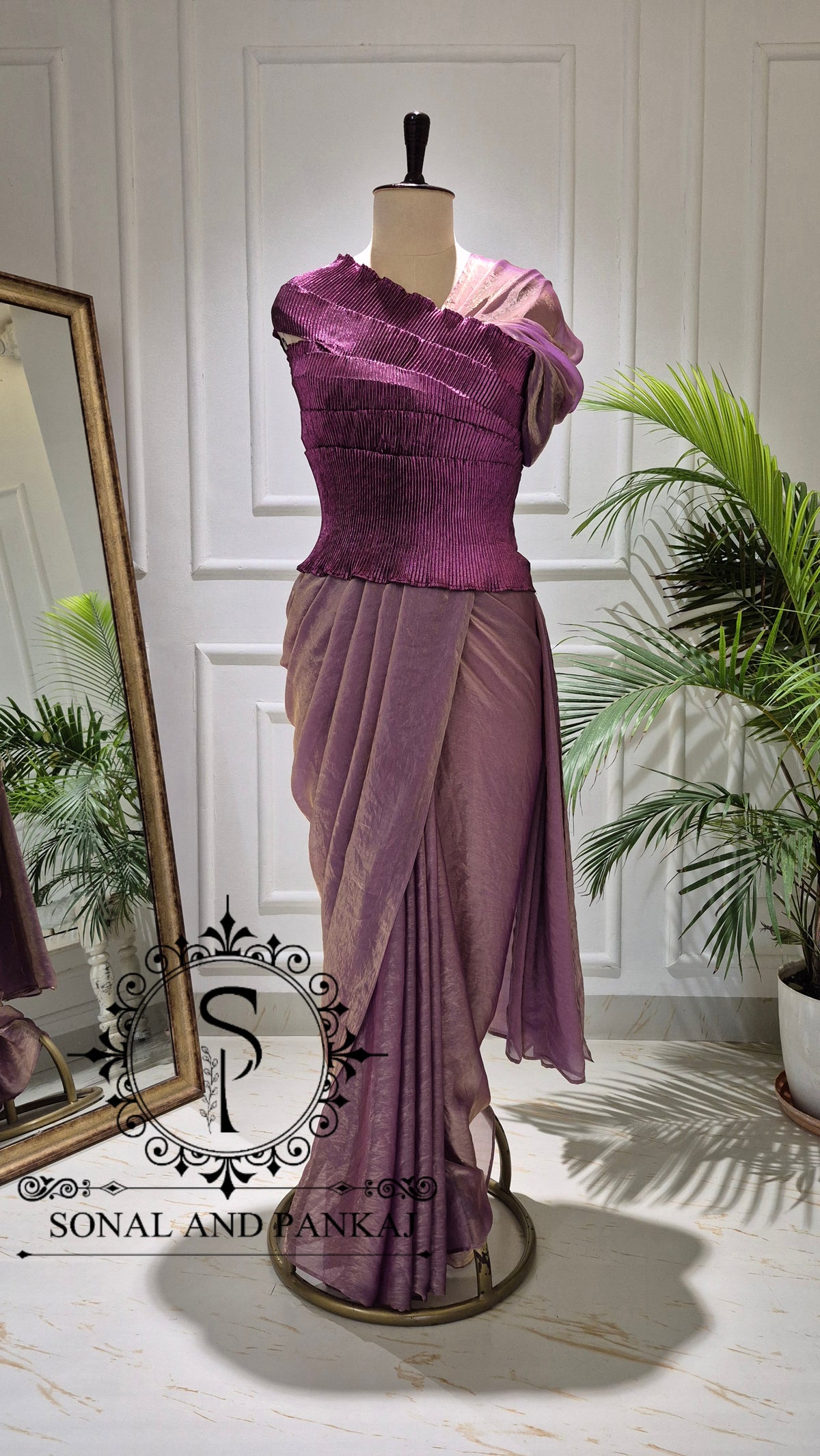 Desi Girl Vibe - Imperial Plum Pre-Pleated Saree - SA01820