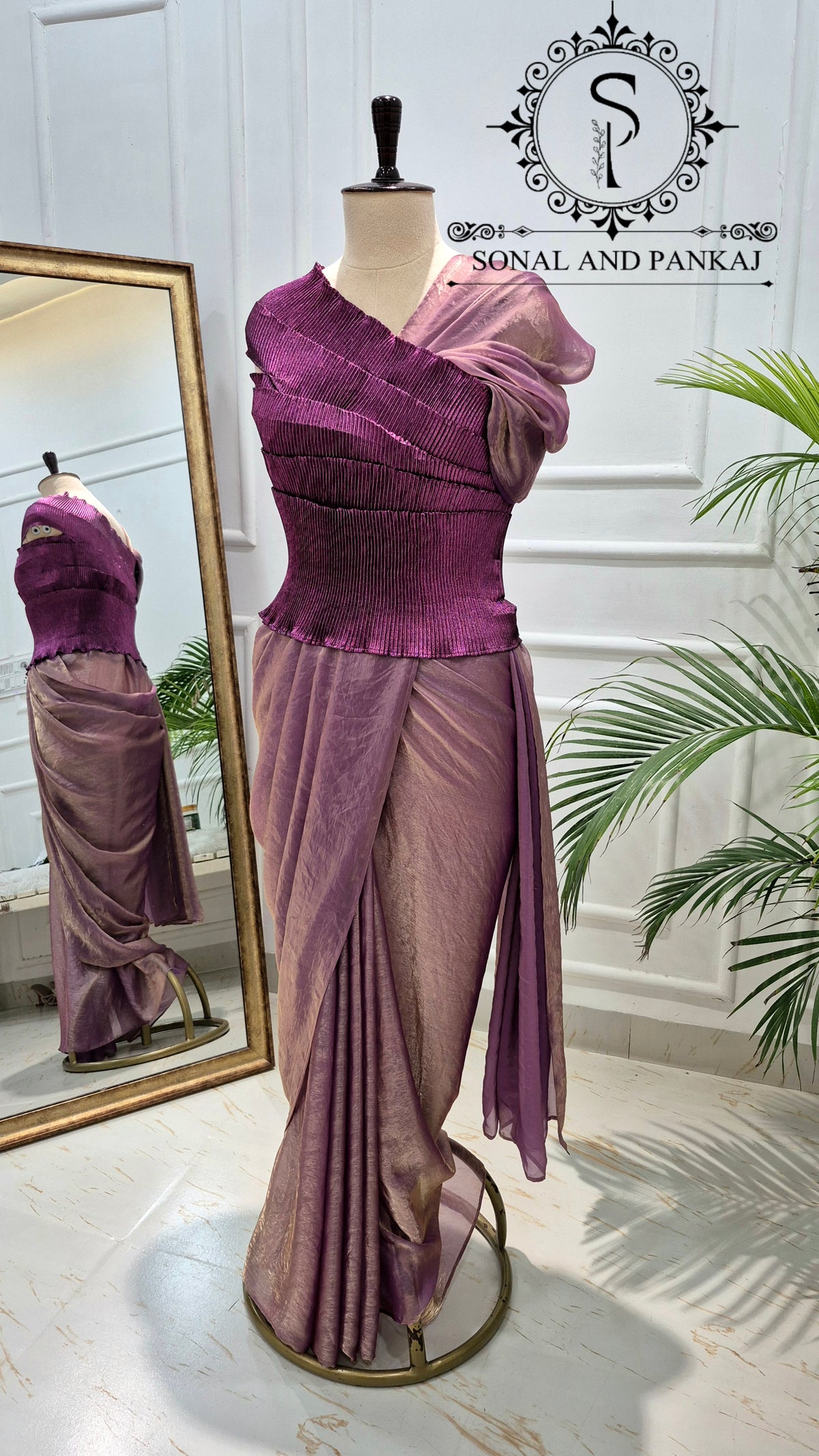 Desi Girl Vibe - Imperial Plum Pre-Pleated Saree - SA01820