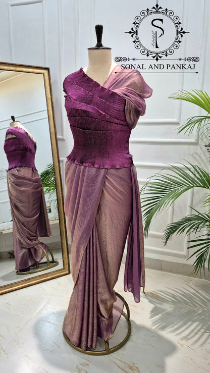 Desi Girl Vibe - Imperial Plum Pre-Pleated Saree - SA01820