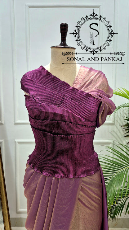 Desi Girl Vibe - Imperial Plum Pre-Pleated Saree - SA01820