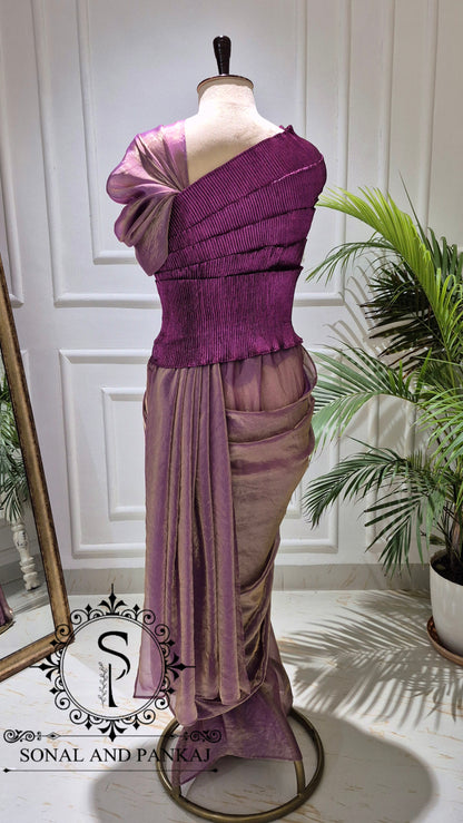 Desi Girl Vibe - Imperial Plum Pre-Pleated Saree - SA01820