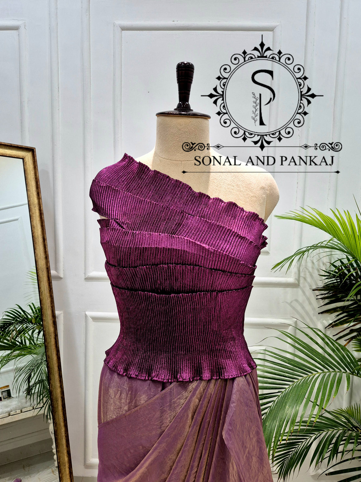 Desi Girl Vibe - Imperial Plum Stretchable Top Only - BL01825 (Without Saree)