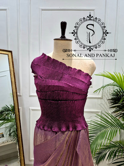 Desi Girl Vibe - Imperial Plum Stretchable Top Only - BL01825 (Without Saree)