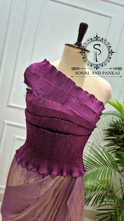 Desi Girl Vibe - Imperial Plum Pre-Pleated Saree - SA01820