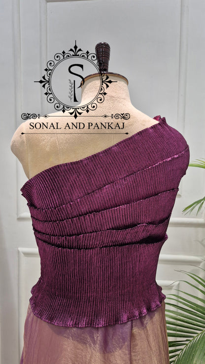 Desi Girl Vibe - Imperial Plum Stretchable Top Only - BL01825 (Without Saree)