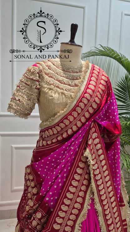 The Madhubala Lehenga Set - LH01842(Red & Pink)