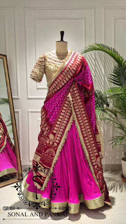 The Madhubala Lehenga Set - LH01842(Red & Pink)