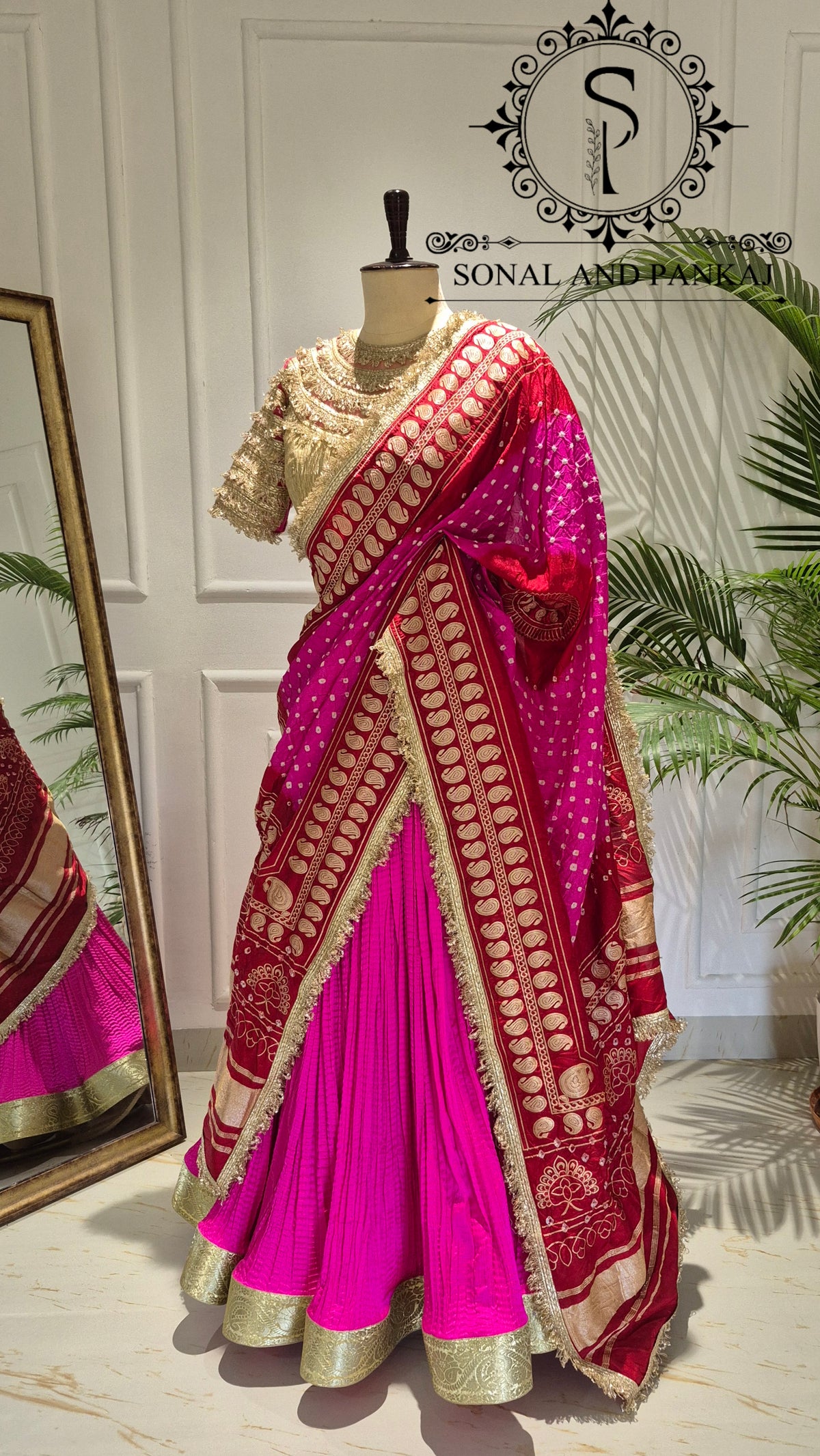 The Madhubala Lehenga Set - LH01842(Red & Pink)