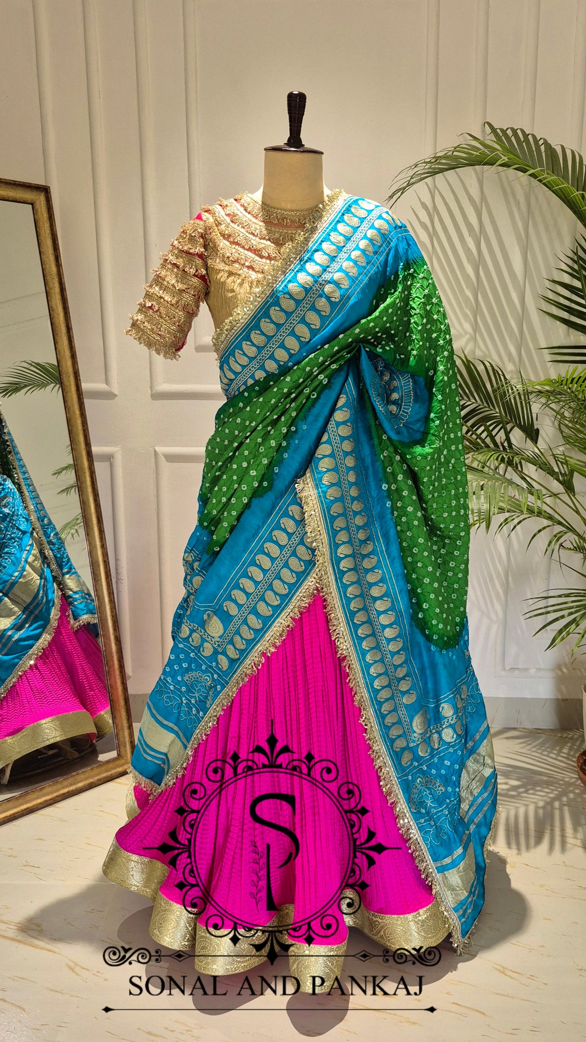 The Madhubala Lehenga Set - LH01843(Blue & Green)