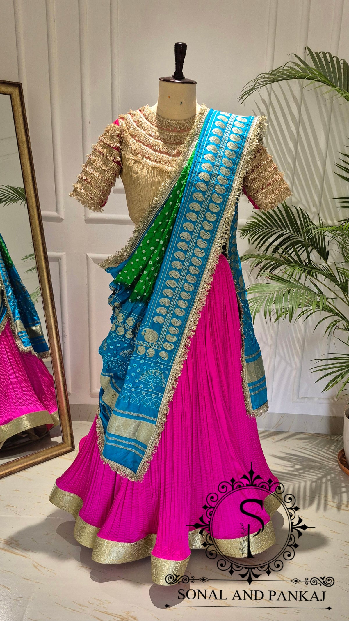 The Madhubala Lehenga Set - LH01843(Blue & Green)