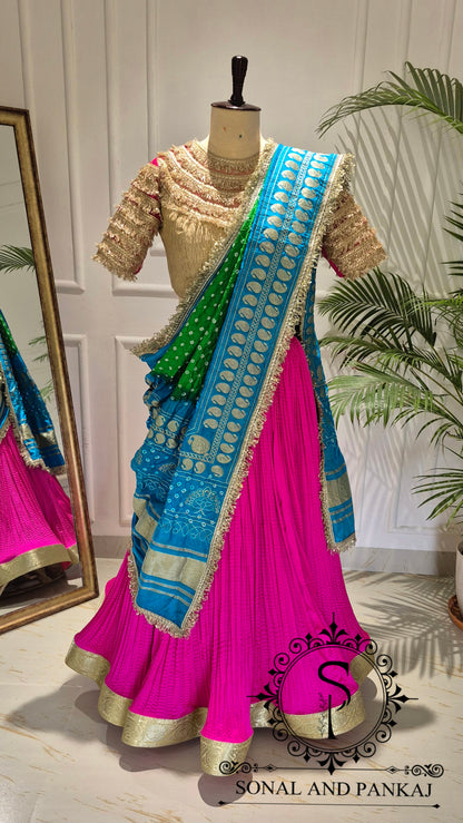 The Madhubala Lehenga Set - LH01843(Blue & Green)