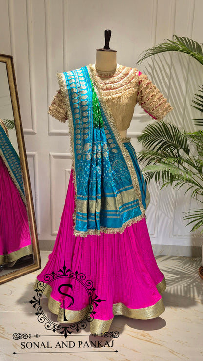The Madhubala Lehenga Set - LH01843(Blue & Green)
