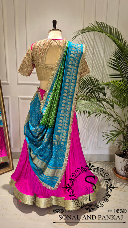 The Madhubala Lehenga Set - LH01843(Blue & Green)