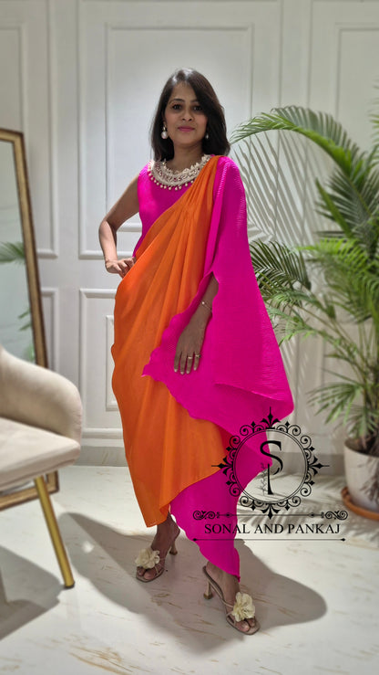 Caftan bleu à imprimé floral - RW01098