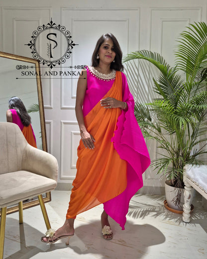Caftan bleu à imprimé floral - RW01098