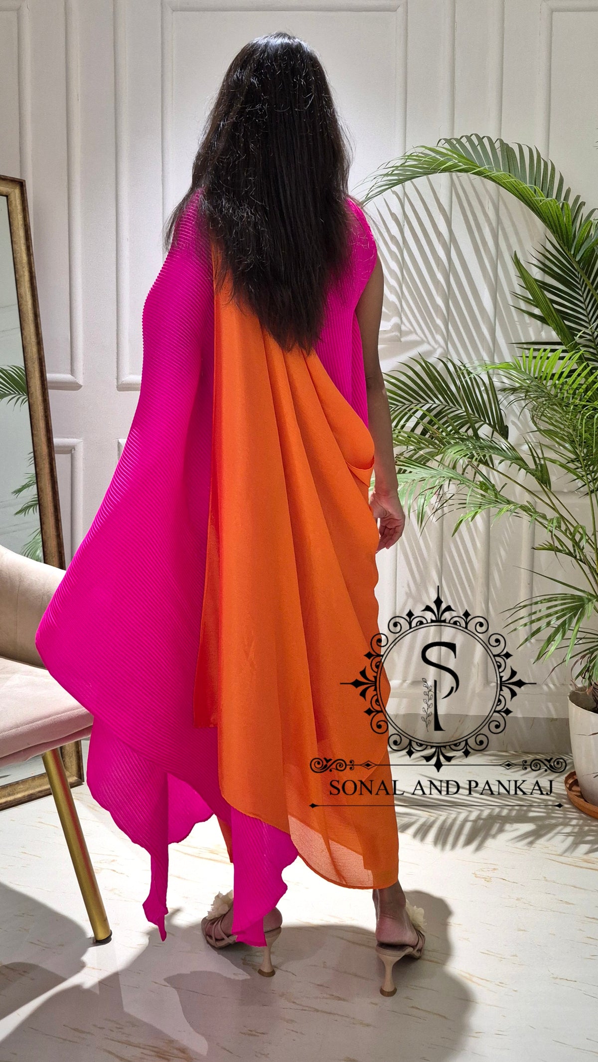 Caftan bleu à imprimé floral - RW01098
