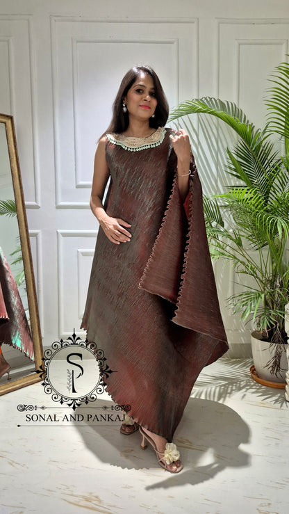 Caftan bleu à imprimé floral - RW01098