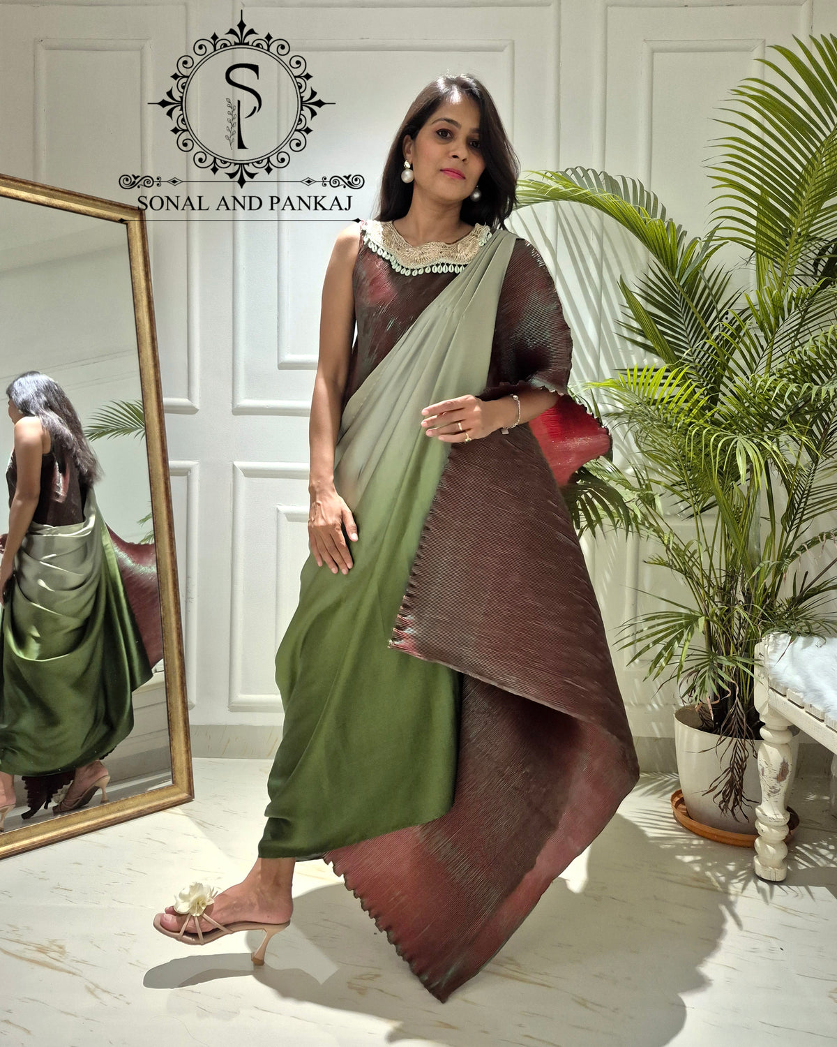 Caftan bleu à imprimé floral - RW01098