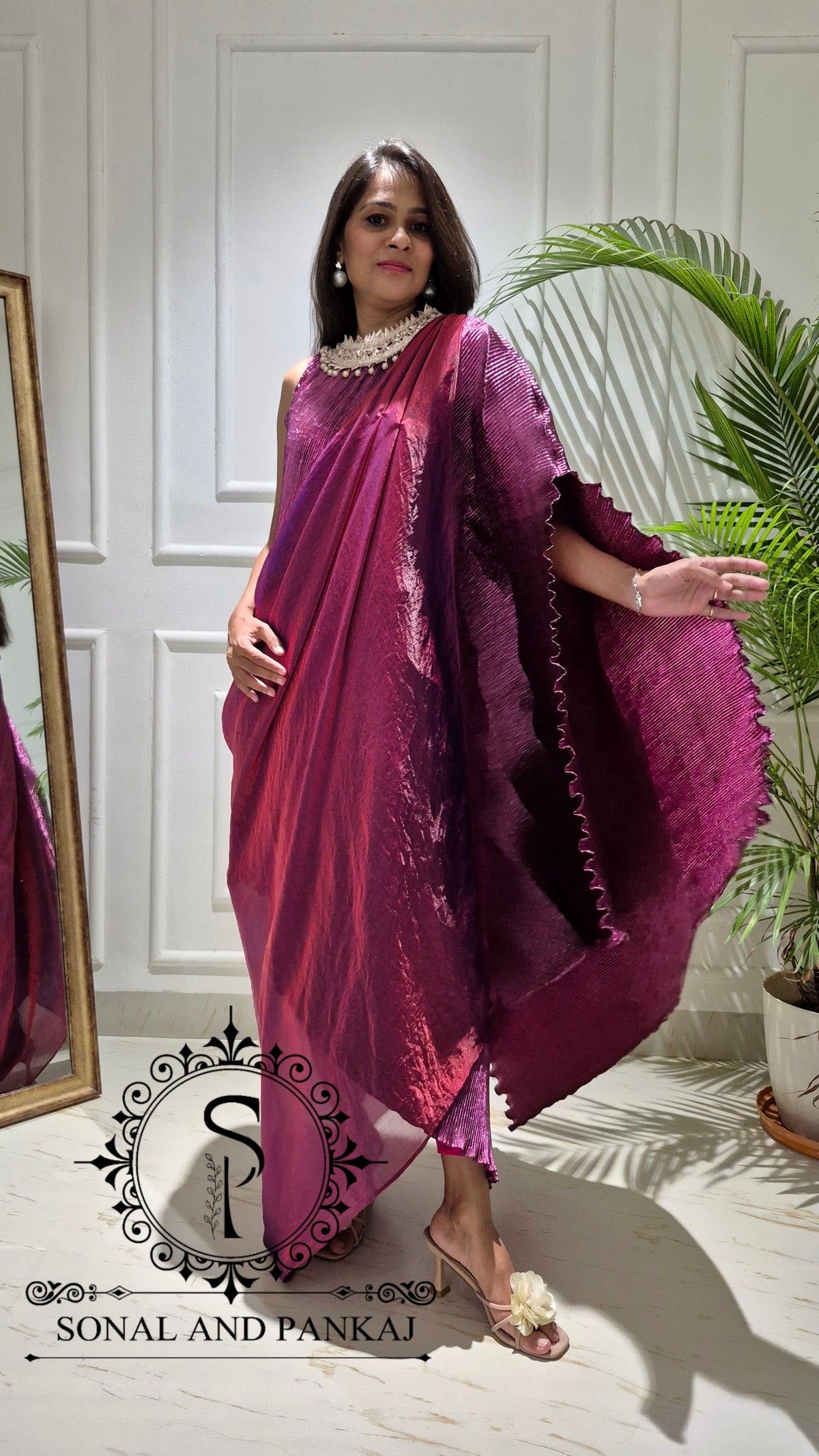 Caftan bleu à imprimé floral - RW01098