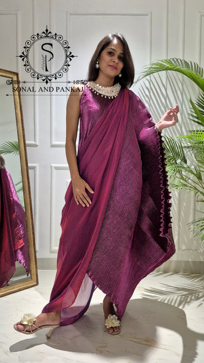 Caftan bleu à imprimé floral - RW01098