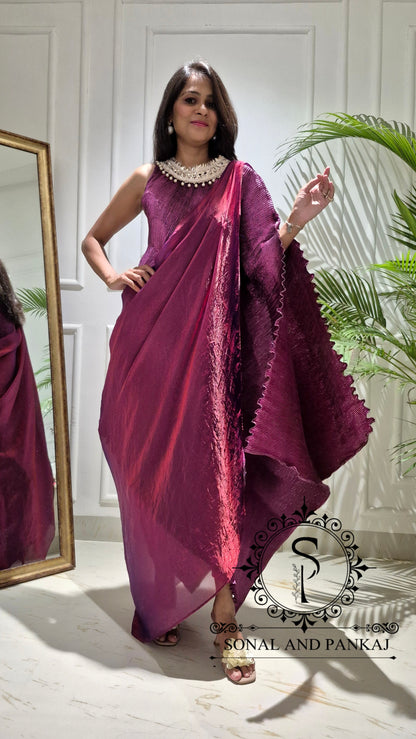 Caftan bleu à imprimé floral - RW01098