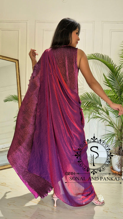 Caftan bleu à imprimé floral - RW01098