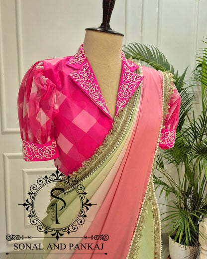 Designer Pink Hand Embroidered Blouse - BL01851