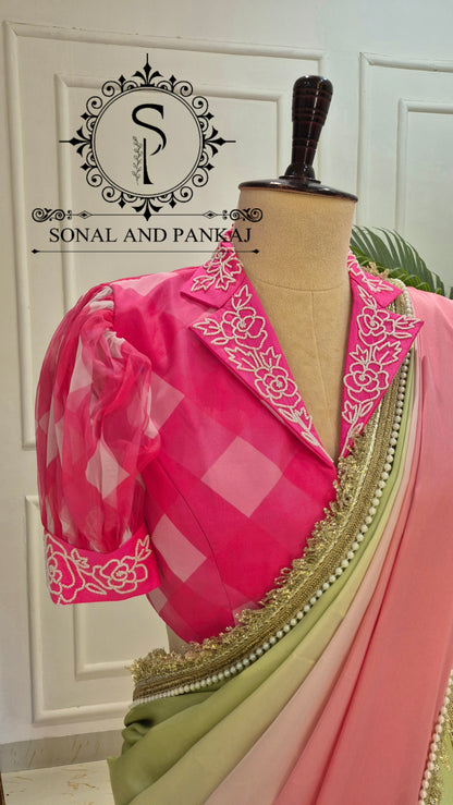 Designer Pink Hand Embroidered Blouse - BL01851